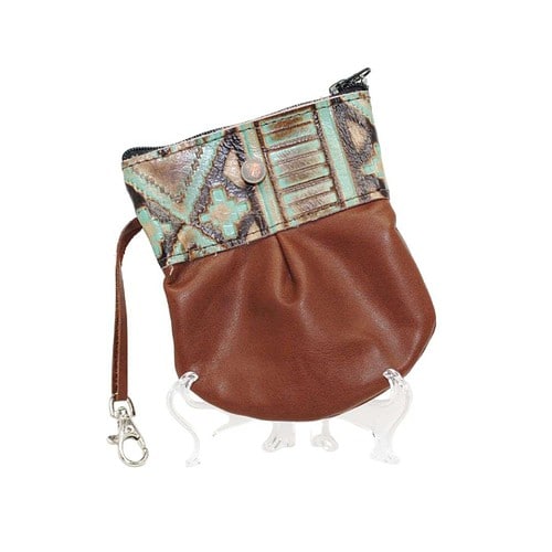 marble hip bag 8.0-03 cognac leather body with turquoise aztec band