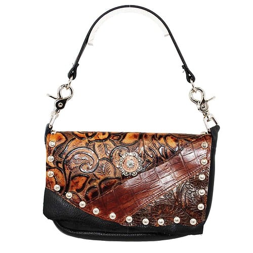zip top hip bag designer handbag shown with hand strap