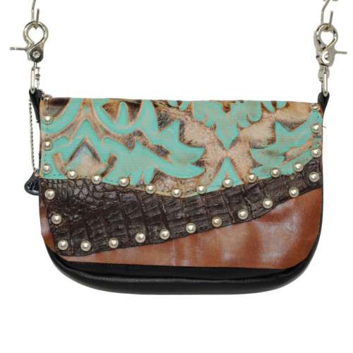 concealed carry hip bag pictured in turquoise mayan print