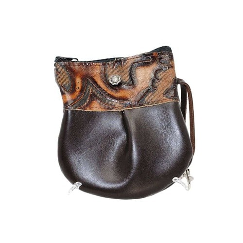 marble hip bag 8.0-08 in espresso brown body and swirl print border
