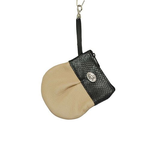 marble hip bag 8.0-09 in creme leather body and black gator band