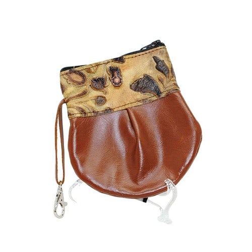 marble hip bag 8.0-11 in congac leather and gold printed band