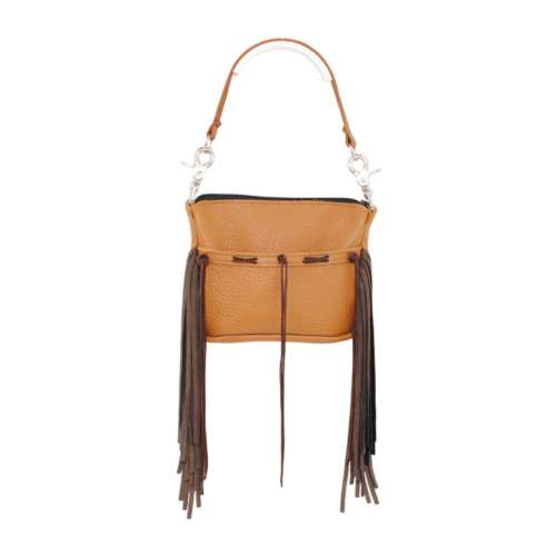 cellphone hip bag side fringe shown with handbag strap