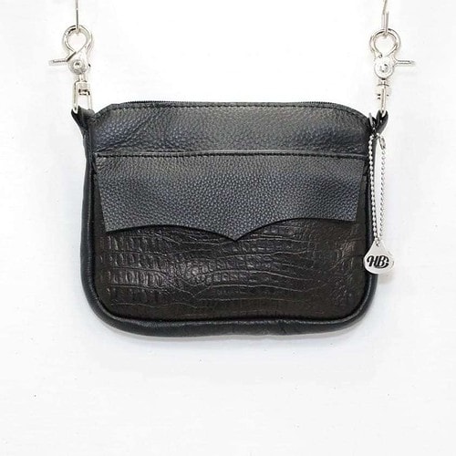 men's hip bag in all black leather