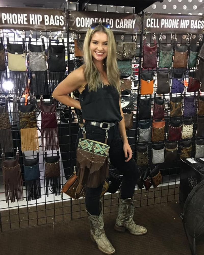 hip bags at sturgis showing a lady wearing her marty bag