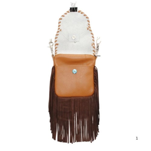 women's hip bag with open lid showing pockets and main body